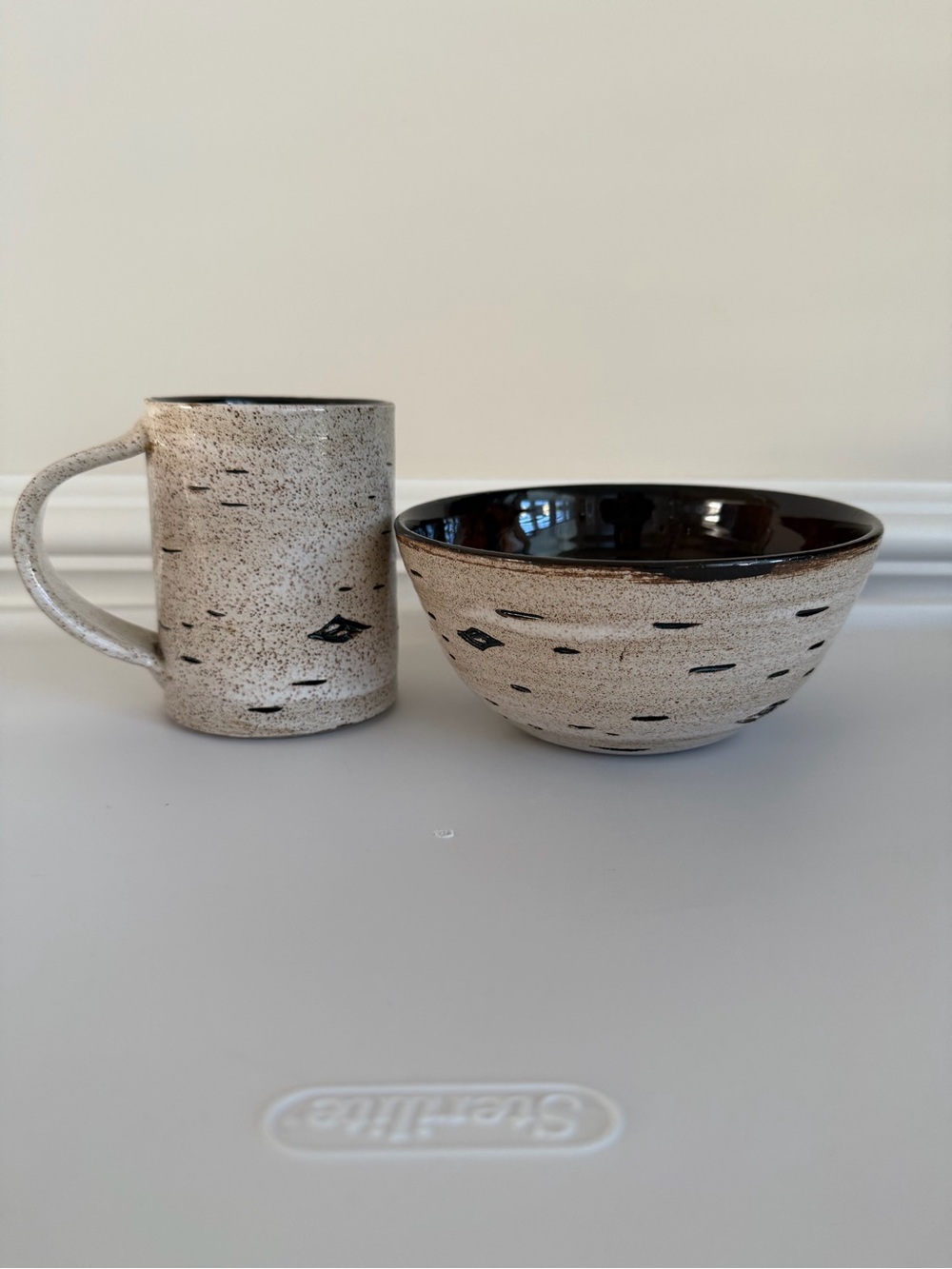 Handmade Clay Cereal Bowl and Matching Mug